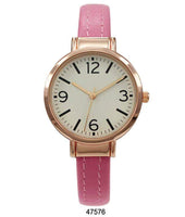 Hot Pink Vegan Leather Cuff Watch with Rose Gold Case and Gold Dial