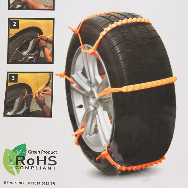 Universal Yellow Nylon Adjustable Car SUV Snowblower Tire Chains