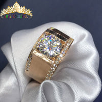 100% 18K 750Au Gold Men Moissanite Diamond Ring