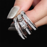 100% 18K White Gold Diamond Ring Set