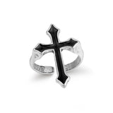 1PC Gothic Punk Black Open Rings For Women Men Party Jewelry  Vintage Unique Silver Color Cross Finger Ring Anillo Gift R58-1
