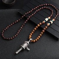 New Handmade Nepal Necklace Buddhist Mala Wood Beads Pendant & Necklace