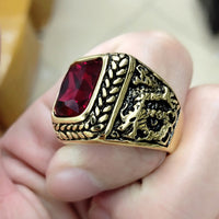 2020 Gift 4 Color Red Green Square Stone Titanium Dragon Ring for Men  Stainless Steel Unique Fashion Male's Cross Ring for Male