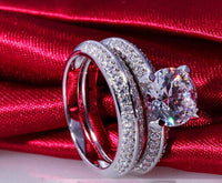 2CT SONA Round Prong Simulate Diamond Ring Engagement Set Women Sterling Silver Jewelry 18K White Gold Plaetd Wedding Ring Set