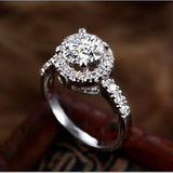2CT Solid Gold 585 Round Halo Smart SONA Diamond Women Engagement Ring Pure White Gold 14K Everlasting Quality