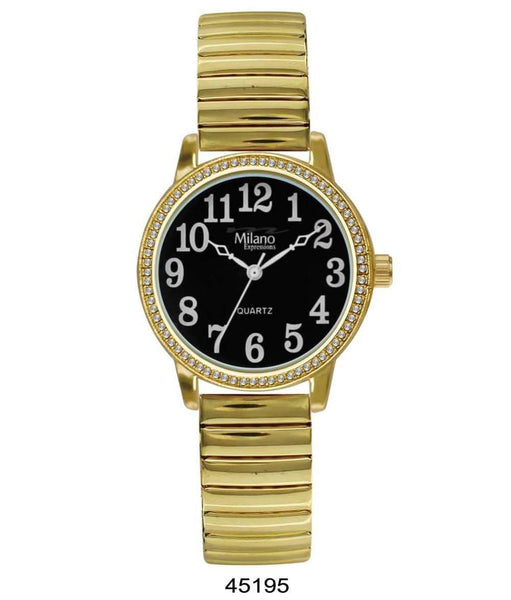 Milano Expression Watch with Gold Flex Band with Gold Case, Black Dial
