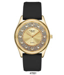 M Milano Expressions Black Silicon Band Watch with Gold Case and Gold Dial