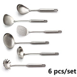 6pcs High Grade Stainless Steel Cookware set Kitchen Shovel Soup Spoon Leak Spatula Cooking Tools Kitchen Utensils  Kitchenware