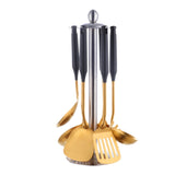 7pcs Kitchen Cooking Tools Spoon Spatula Ladle Skimmer Storage Rack