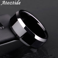 Atoztide Classic Black Ring Stainless Steel Wedding Band Jewelry Gift For Women and Men 8mm Width
