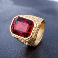 Big gemstones ring for men gold color sapphire blue & red& green emerald crystal stone zircon diamond wedding jewelry accessory