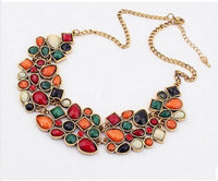 Geometric Multicolor Mosaic Stone Beads Choker Necklace Women