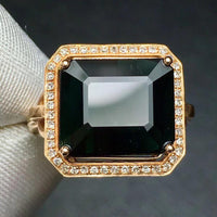 Fine Jewelry Real Pure 18 K Gold Jewelry 100% Natural Green Tourmaline Gemstones 8.2ct Diamonds Male's Wedding Fine Man's Rings