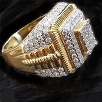 Gold Color Puffed Marine Micro Paved CZ Stone Rings For Men Women