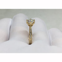 18K Yellow Gold Snowflake style Ring 1ct 2ct 3ct Luxury Round Cut Moissanite jewelry Anniversary Engagement Ring