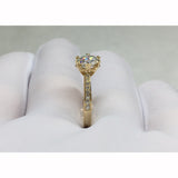 18K Yellow Gold Snowflake style Ring 1ct 2ct 3ct Luxury Round Cut Moissanite jewelry Anniversary Engagement Ring