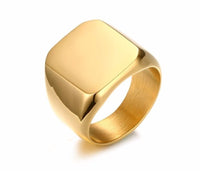 Hot Fashion Men's Club Pinky Signet Ring Personalized Gorgeous Stainless Steel Band Classic Anillos Gold Tone Men's Jewelry 2019