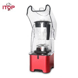 ITOP 2200W Electric Commercial Blender Juicer With Sound Cover 2L Powerful Smoothie Blender Food Mixer Flat Blade 220V