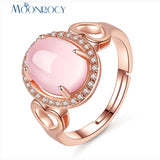 MOONROCY Rose Gold Color CZ Ross Quartz Ring