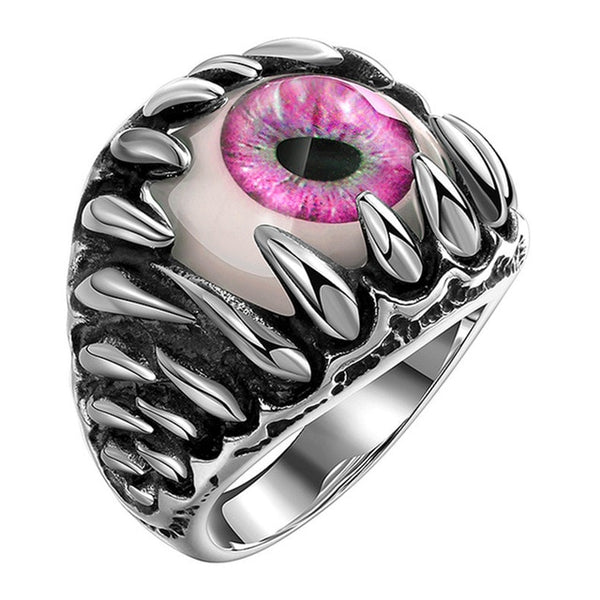 Men's Gothic Evil Eye Ball Design Charm Ring Punk Finger Jewelry Gift Stainless Steel Rings Men Fashion Jewelry New Arrival