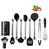 Non-stick Silicone Cooking Utensils Set Wooden Handle Heat-resistant Spatula Shovel Spoon Colander Cooking Tool Set Kitchen Tool