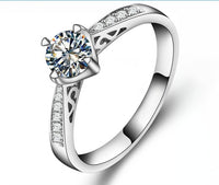 SONA Round Cut Diamond Sterling Silver Ring Engagement Set
