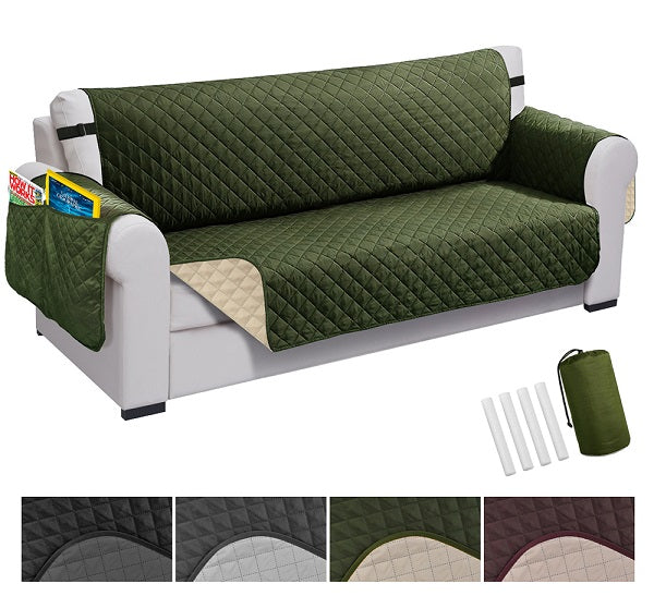 Recliner Sofa Couch Cover Pet Dog Kids Mat Protector Sofa Cover Water Resistance Quilted Reversible Sofa Covers For Living Room