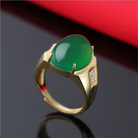 S925 pure silver ring rose gold emerald ring