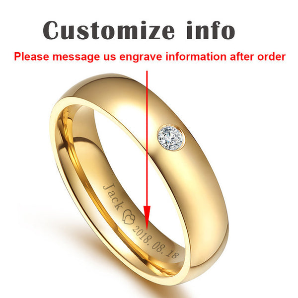 Simple Couple Wedding Band Rings for Women Men Customized Record Name Date Lovers Anniversary Gift Jewelry