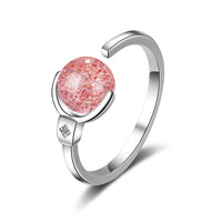 Trendy Pink Strawberry Quartz 925 Sterling Silver Lady Finger Ring