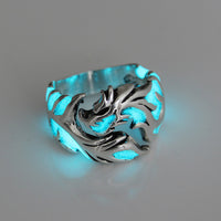 Vintage Alloy Luminous Dragon Rings Adjustable Cool Silver Mens Boys Couple Club Pub Band Animal Rings Anillos Jewelry For Women