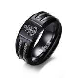 Vnox Men's Rudder Ring Personalize Cool Black Stainless Steel Wia Men Jewelry dropshipping Unique Male Gift