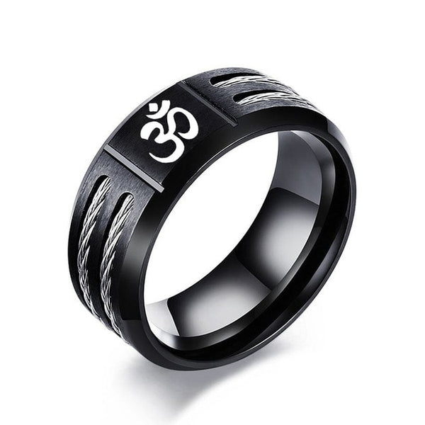 Vnox Men's Rudder Ring Personalize Cool Black Stainless Steel Wia Men Jewelry dropshipping Unique Male Gift