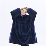 Thick fleece warm winter hooded solid blanket comfy TV adults and children