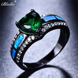 Blaike Aqua Black Gold Blue Heart Zircon Ring Engagement Ring