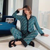 JULY'S SONG Pajamas Set Women Stain Spring Summer Sleepwear
