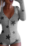 New Women Knitted Long-Sleeved Romper Pajamas