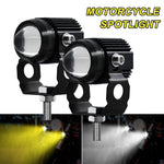 Motorcycle LED Headlight Projector Lens Dual Color Driving Lamps