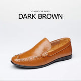 Merkmak Brand New Genuine Leather Men Loafers Flat Shoes