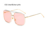 Fashion Clear Pink Oversized Square Sunglasses Women Brand Designer