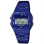 Navy Sports Metal Band Watch with Navy Metal Case and Navy Crystal Cut LCD Display