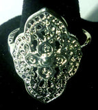 Women 4 Leaf Clover Silver Alloy Ring